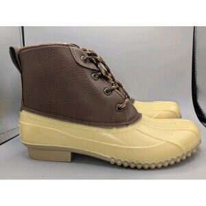 LONDON FOG Women's Size 8 Winley Duck Boots Brown Cream Color NWT